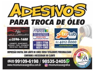 Etiquetas para Troca de leo Aparecida de Goiania GO Servicos especializados no 214256975 