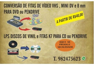 Converso de Fitas de Vdeo VHS para DVD LPS para CD Cascadura Assistncia tcnica e conserto de eletrnico no 104764028 